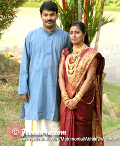 Abhilash Archana wedding picture at Trivandrum Kerala